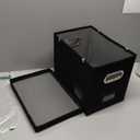 Portable File Organizer Box with Lid, Filing Box with Handle, Multi-Label Slots, Perfect for Office/Home/Decor (Black)