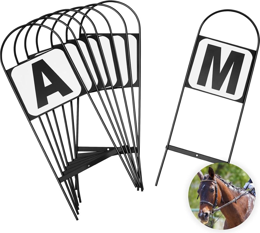 Soaoo 2 Pcs Dressage Letters Arena Markers Dressage Equipment for Equestrian Athletes and Events, Black (A,B,C,E,F,H,K,M Letters) ' Size: the frame of the dressage equipment is about 27 x 8.8 inches/ 69.5 x 22.4 cm, the letter is about 6.1 x 5.3 inch
