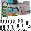 FRAYSCENT Slat Wall Paneling Garage Slat Wall Storage Systems Slatwall Panels Power Tool Organizer Wall Mount, PVC Garage Storage & Organization Products Slate Board (Grey, 4ft x 8ft with 15 Hooks)