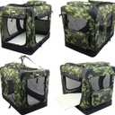 EliteField 3-Door Folding Soft Dog Crate with Carrying Bag and Fleece Bed, Indoor & Outdoor Pet Home (24" L x 18" W x 21" H, Camo)