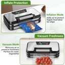 95kPa Vacuum Sealer Machine, Powerful Double Pump 10-in-1 Food Sealing System with Double Heat Seal, Built-in Cutter & Bag Storage, Easy-Lock Handle, Hose, 2 Bag Rolls, Durable Stainless Steel Design