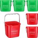 Roshtia 6 Pcs 3 Quart Cleaning Bucket Small Sanitizing Square Bucket Detergent Pail for Home Commercial Restaurant Kitchen Office School (Green, Red)