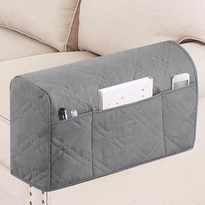 Turquoize Waterproof Armrest Covers for Chairs and Sofas - Anti-Slip Furniture Protector, Washable Slipcovers Set of 2, Dove