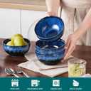 4 x vancasso Starry 24oz Bowls for Soup, Ceramic Soup Bowls Set of 4, Blue Cereal Bowls Set for Kitchen, Salad Bowls Set, Pasta Oatmeal Bowls, Lead-free, Dishwasher & Microwave Oven Safe, Blue
