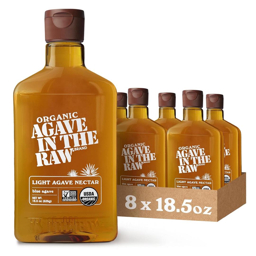 Agave In The Raw, Organic Agave Nectar, 18.5 oz, 8 Pack | Made With Organic Blue Agave From Mexico, USDA Organic, Non-GMO Project Verified, Kosher Vegan and Low Glycemic Index (EXP 12/16/26)