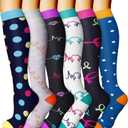 CHARMKING 6 Pairs-Compression Socks for Women & Men Circulation Best Support for Nurses, Running, Athletic,Flight Travel (Large-X-Large, 02 Black/White/Black/Blue/White/Blue)