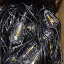 Stright Solar Powered String Light 100FT with Remote Control 8 Light Modes, Weatherproof Shatterproof ST38 LED Bulb 30 Sockets for Backyard Porch Cafe, Large Solar Panel