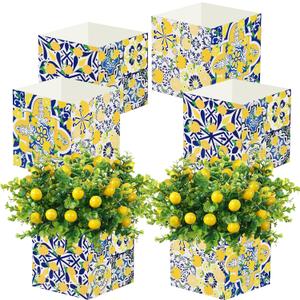 36 Pcs Blue Tiles Lemon Centerpieces Tables Amalfi Coast Box Party Decorations Blue Tiles Lemon Party Butterfly Flower Boxes for Capri Mediterranean Wedding Birthday Party Decor 36 Pcs Blue Tiles Lemon Centerpieces Tables Amalfi Coast Box Party Decorations Blue Tiles Lemon Party Butterfly Flower Boxes for Capri Mediterranean Wedding Birthday Party Decor