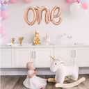 7 x TONIFUL Rose Gold One Balloons Banner, 42*16 Inch Mylar Foil Script,Cursive Letter ONE Sign Banner Balloon Bunting Reusable Ecofriendly Material for Boys Girls Kids First Birthday One Year Old Party
