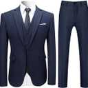 Cloudstyle Mens Stylish 3 Piece Dress Suit Classic Fit Wedding Formal Jacket & Vest & Pants (XX-Large, Navy)