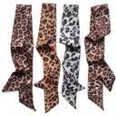 NIDMIDO 4 Pack Purse Scarf for Bags Silk Head Scarf for Hair Handbag Women Scarfs Ribbon Band Hair Neck Scarves Fashion Gifts (Leopard brown grey)