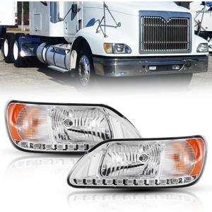 LED Headlights Assembly for 2003-2007 International 9200-9900，With Turn Signal Lights Headlights Assembly Truck Accessories， Driver & Passenger Side (A Pair)
