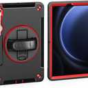 Case for Galaxy Tab S10 FE &S9 FE 10.9"/S9 11 Inch: TPU Cover for Samsung Tablet S10 FE/ 2025/ S9 FE & S9 2023 5G with Screen Protector- Stand- Handle-Shoulder Strap-S-Pen Holder-Red
