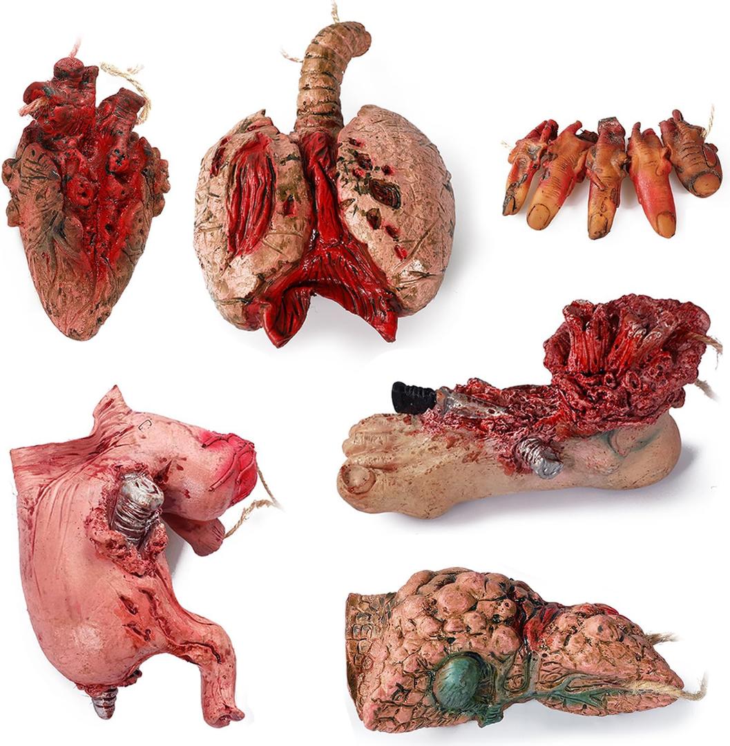 Scary Halloween Party Decorations, Realistic Haunted House Decor, Zombie Vampire Crime Scene Bloody Decorations, Creepy Carnival Props Bloody Props, 6Pcs Fake Dead Body Parts Fingers