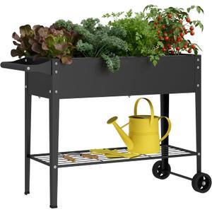 Elevate 32" Tall Raised Garden Bed with Wheel,Planter Box for Backyard,Outdoor Garden, Patio, Balcony, 400lb Capacity,Black