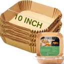 10 Inch Largest Square Air Fryer Disposable Paper Liner, XXL 100Pcs Air Fryer Parchment Liners for 8QT or Bigger Air Fryer, Non-stick, Food Grade Baking Paper for Frying, Roasting and Microwave