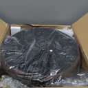 IBUYKE Faux Leather Round Footrest Stool with Storage Ottoman, Makeup Vanity Chair Side Table, PU Dressing Table Seat, Removable Cover, Golden Steel Legs, Dark Brown WBD024Z