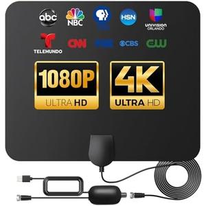 TV Antenna Indoor Long Range 900 Miles, Supports 4K 1080p Smart TV Signal Reception with Signal Amplifier 16ft HDTV Coax Cable