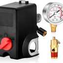 Relaxweex Air Compressor Pressure Switch 26 Amps 120/240 Volts 120-155 Psi with 0-200 Psi Air Gauge 1/8''NPT and Safety pressure relief Valve 1/4 Male NPT