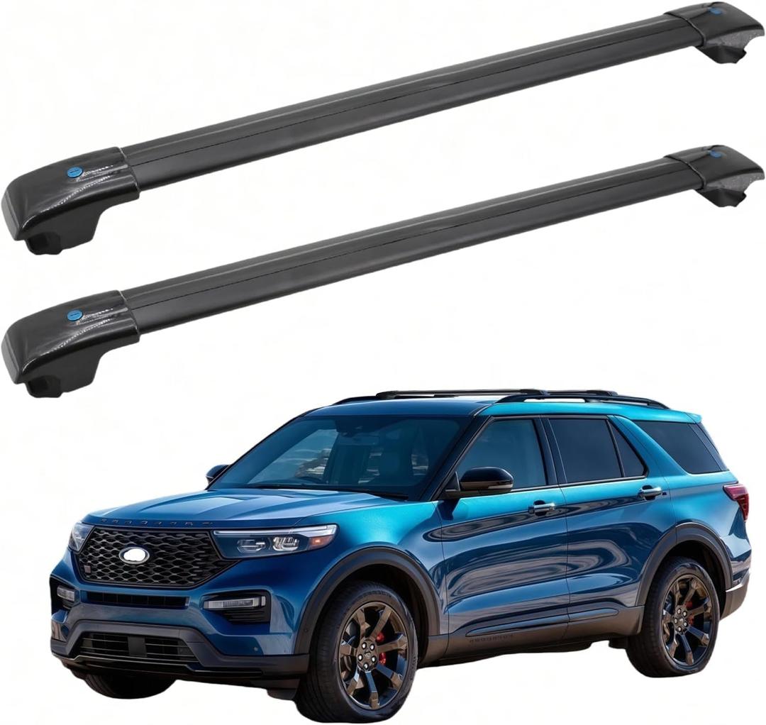 SYDSZ Cross Bar Roof Rack Fit for Ford Explorer U625 2020 2021 2022 2023 2024 2025 2026 with Raised Side Rails, Heavy Duty Aluminum Roof Cross Bars Rooftop Luggage Rack, Ski Rack for Car Roof