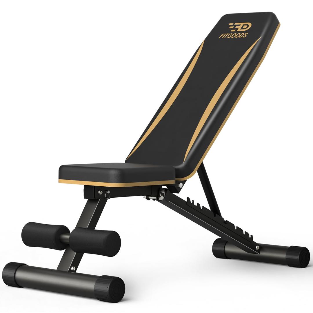 FitGoods Adjustable Weight Bench - Heavy-Duty Foldable Workout Bench for Home Gym, 660 LBS Capacity, Incline & Decline, Multi-Position Strength Training Bench, Compact Storage