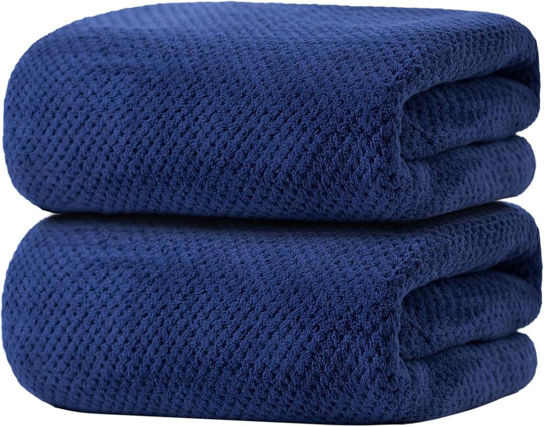 Oversized Bath Towels Extra Large 40x80 Inches Bath Sheets for Adults Super Soft Quick Dry Highly Absobent Microfiber Shower Towels (2 Piece, Navy Blue)