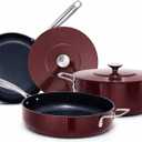 Nuwave Essential Series 5PC Ceramic Cookware Set PFAS-Free, Dishwasher Safe