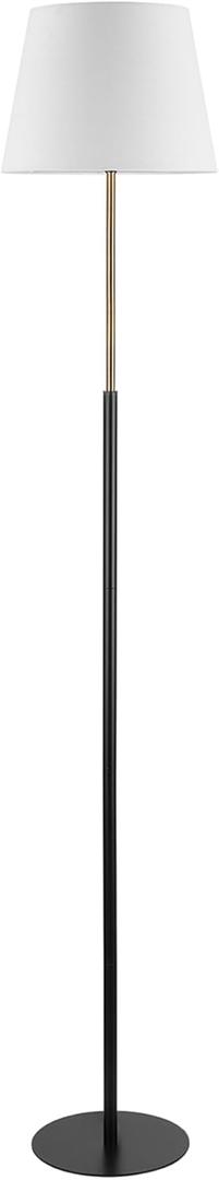 GLOBE Electric 61000051 60" Floor Lamp, Matte Black, Brass Accents, White Linen Shade, Flat Iron Base, On/Off Rotary Switch on Socket, Reading Lamp, Home Office Accessories, Home Dcor (Ren)