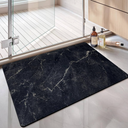 LUMI Ultra Thin Bath Mat, Non-Slip Rubber Super Absorbent Ultra Thin Bathroom Rugs, Under Doors, Quick Dry Bathroom Floor Mats, Ideal for Shower, Tub and Sink, 24"x44", Black Marble