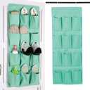 Over the Door Shoe Organizer, Hanging Shoe Rack Storage Holder with 12 Large Pockets for Closet Door, Men Women Kids Shoes, Cruise(Green