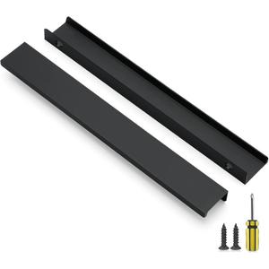 Ravinte 3 Pack Finger Pulls for Cabinets 254mm/10 Length Black Edge Pulls Matte Black Finger Cabinet Pulls Concealed Handles for Kitchen Drawer Finger Edge Pull Tab Handle