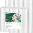 Bonsenkitchen Vacuum Sealer Rolls Bags, 6 Pack 3 Rolls 11" x 20' + 3 Rolls 8" x 20' Commercial Grade BPA Free Bag Rolls, Durable Customized Size Food Vac Bags for Storage and Sous Vide Cooking VB3211