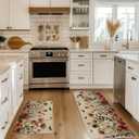 Artoid Mode Ghost Jack-O'-Lantern Pumpkin Flowers Halloween Kitchen Mats Set of 2, Low-Profile Home Decor Kitchen Rugs for Floor - 17x29 and 17x47 Inch