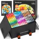 Shuttle Art 206 Colors Alcohol Markers, 204 Colors Dual Tip Art Marker Set Plus 2 Colorless Blender, Micro-tip Pens, White Highlighter Pens, Marker Bag Perfect for Students, Adults Coloring