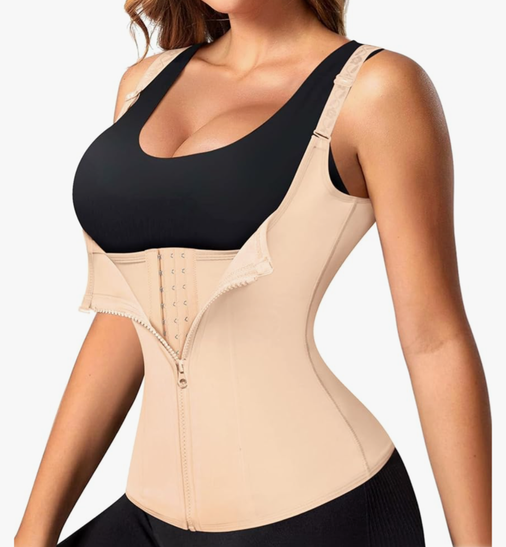Nebility Waist Trainer for Women Corset Shapewear with Zipper Women's Waist Cincher Tank Top with Adjustable Straps