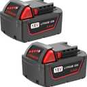 2 Pack 18V 5Ah Battery Replace for Milwaukee M18 Battery 48-11-1850 48-11-1860, Compatible with Milwaukee 18V Battery Charger and Cordless Power Tools