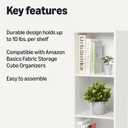 Amazon Basics 3-Cube Bookcase Compatible with Fabric Storage Cube Organizers, White, 12.1 Lx 11.8 Dx 35.4 H IN