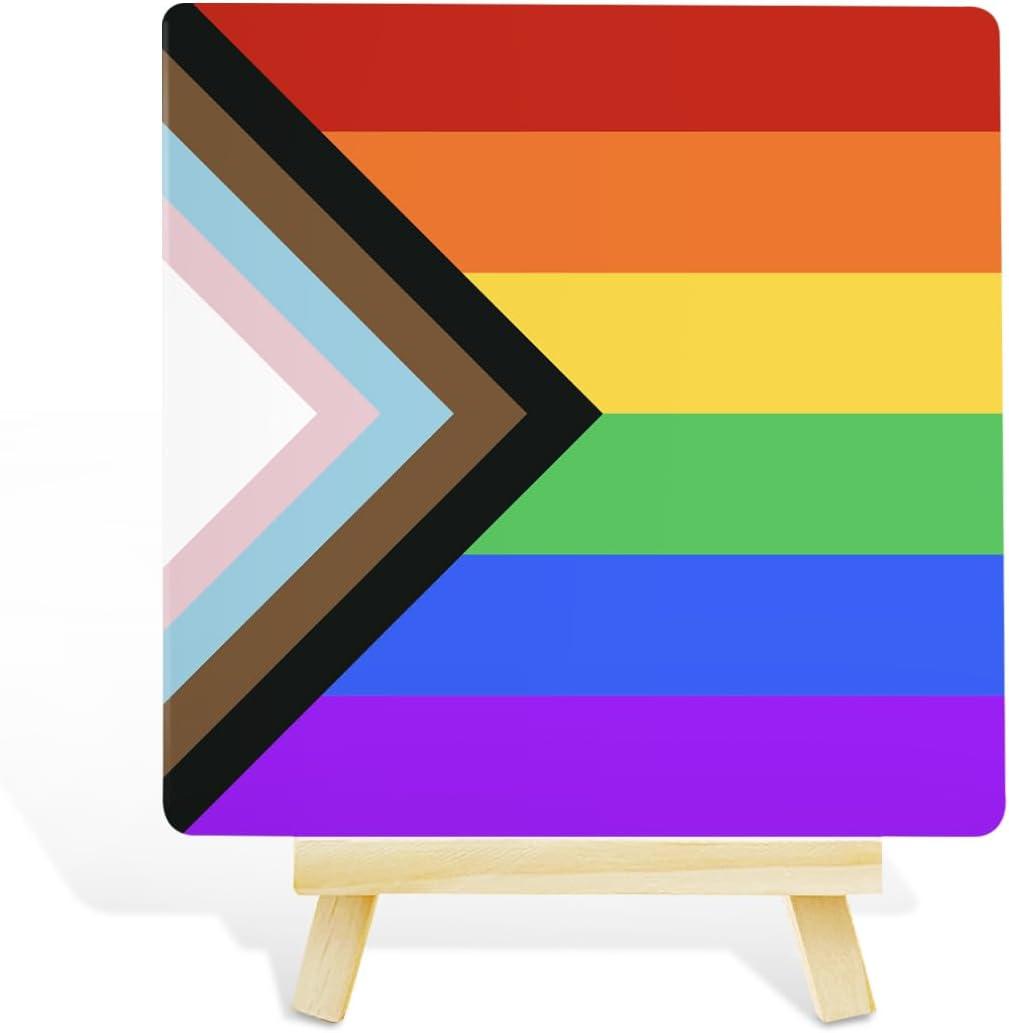 3 x LGBT Pride Month Gifts for Men Women, LGBT Rainbow Progress Pride Lesbian Gay Queer Home Office Desk Decor, LGBTQ Equality Decor Sign