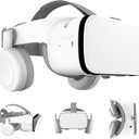 VR Headset for Phone, Virtual Reality Glasses with Bluetooth Headphones for Adults and Kids Play 3D VR Games Movies (White VR Only)