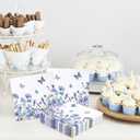 2 x 80 Pcs Floral Paper Napkins Summer Watercolor Blue Wildflower Butterfly Disposable Napkins Flower Blossom Luncheon Dinner Napkin for Spring Wedding Baby Shower Birthday Tea Party Supplies