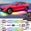 Yielinth Underglow Led Lights for Cars, 6 pcs RGB-IC Smart LED Lights with Dream Color Chasing and 16 Million Colors with App and Remote Control, Waterproof Underglow Kit for Cars, SUVs, Trucks