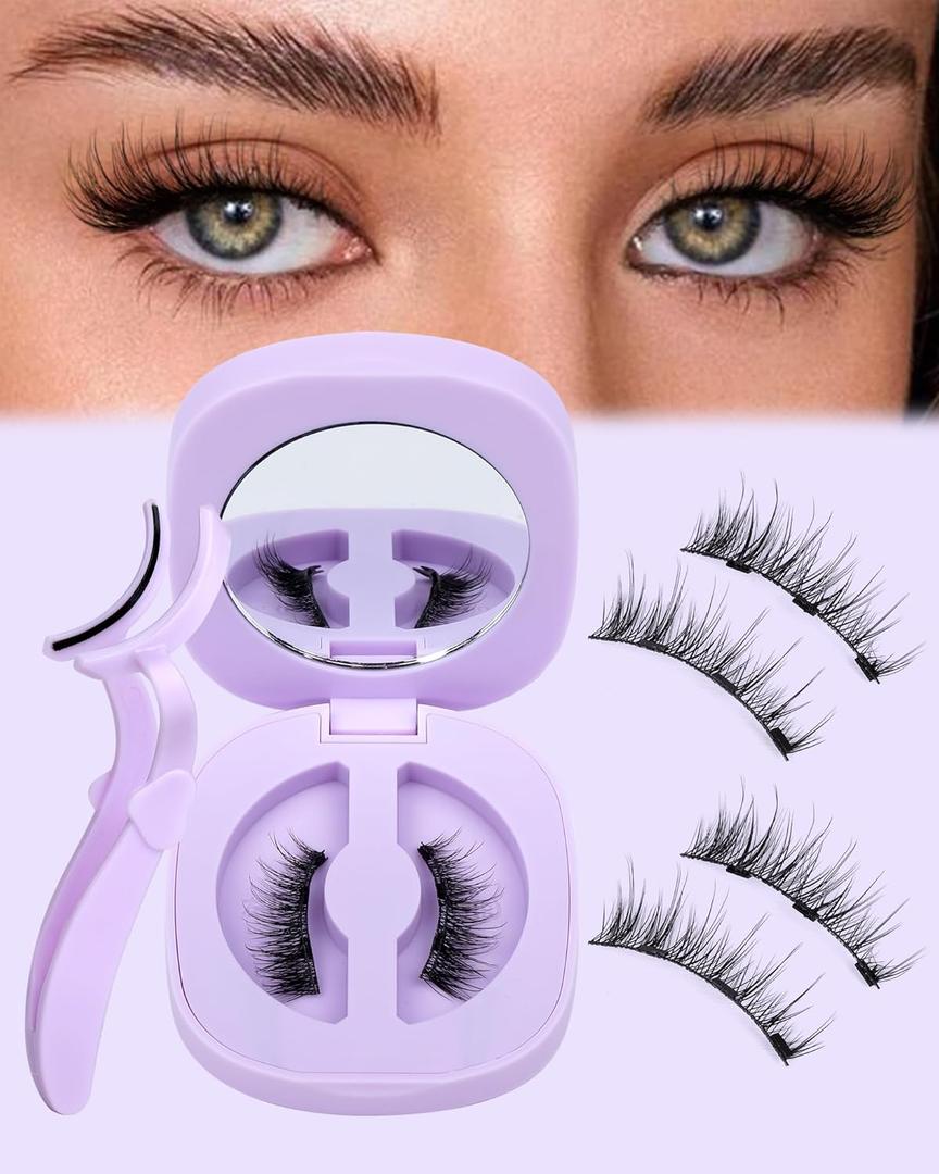 Cat Eye Magnetic Eyelashes Natural Look Wispy Magentic Lashes Reusable Magnetic Eyelashes with Applicator No Glue Needed Press on Magnetic Lashes by JIMIRE Quick to Wear by JIMIRE