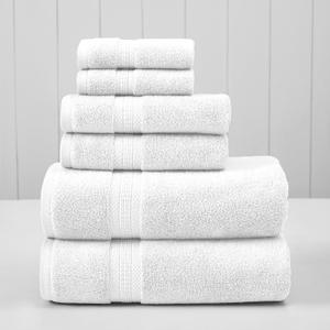 Modern Threads 6-Piece Rayon from Bamboo & Cotton Blend Towel Set - Ultra Soft & Absorbent, White, 54 inches x 30 inches