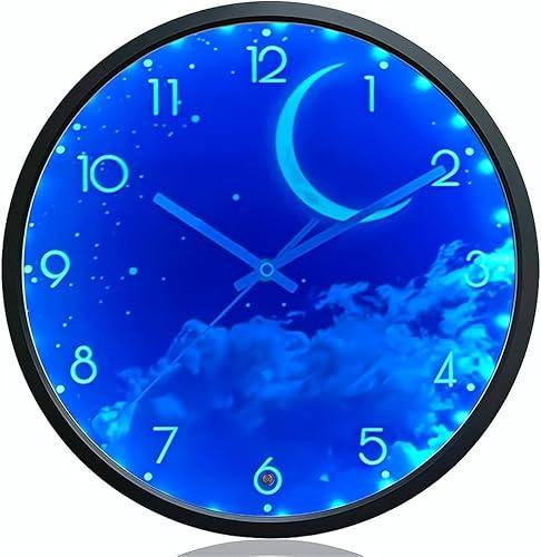 OCEST 12 Inch Night Light Wall Clock, Glow in The Dark Large Digital Display Kids Birthday Present, Silent Battery-Operated LED Wall Clocks for Bedroom Living Room Kitchen