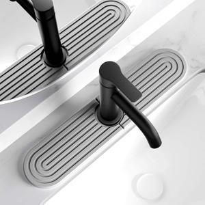 Kitchen Faucet Mat - Diatomite Splash Guard for Sink, Quick-Drying Water Absorbing Stone Tray [Grey, 17.7" x 3.9"] (Gray)