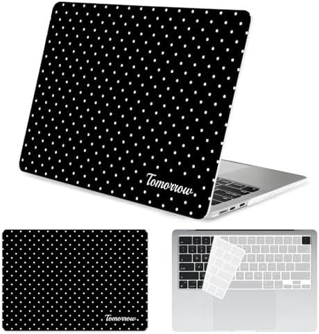 Seorsok Compatible with New MacBook Air 13.6 inch Case M4 M3 M2 2025 2024-2022 Release A3240 A2681 A3113 Touch ID,Premium Cream Textured Black Polka Dot Plastic Hard Shell Case&Keyboard Cover,Black