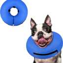 Supet Inflatable Dog Cone Collar Alternative After Surgery, Doggie Neck Donut Collar Recovery ECollar for Post Surgery, Soft Dog Cone for Small Medium Puppies Cats (S(Neck 7"-9.5"), Solid Blue)