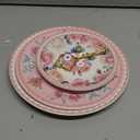 Lallisa Pink Floral Party 3 Tier Dessert Stand 10", 9" and 7" Ceramic Serving Tray Dessert Cupcake Display Holder Tower for Wedding Baby Bridal Shower Tea Party Decoration