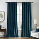 MIULEE Blue Velvet Curtains 108 inches Long 2 Panels - Luxury Room Darkening Curtains for Bedroom Living Room Thermal Insulated Fall Decor Super Soft Window Drapes Rod Pocket & Back Tab, Peacock Blue