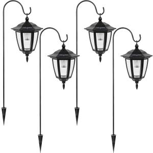 Viewsun 34 Inch Hanging Solar Lights, Shepherd Hook Lights with 2 Shepherd Hooks Waterproof Outdoor Decorative Solar Lantern Lights for Garden Decor, Patio, Backyard, Pathway, Pack of 4, White